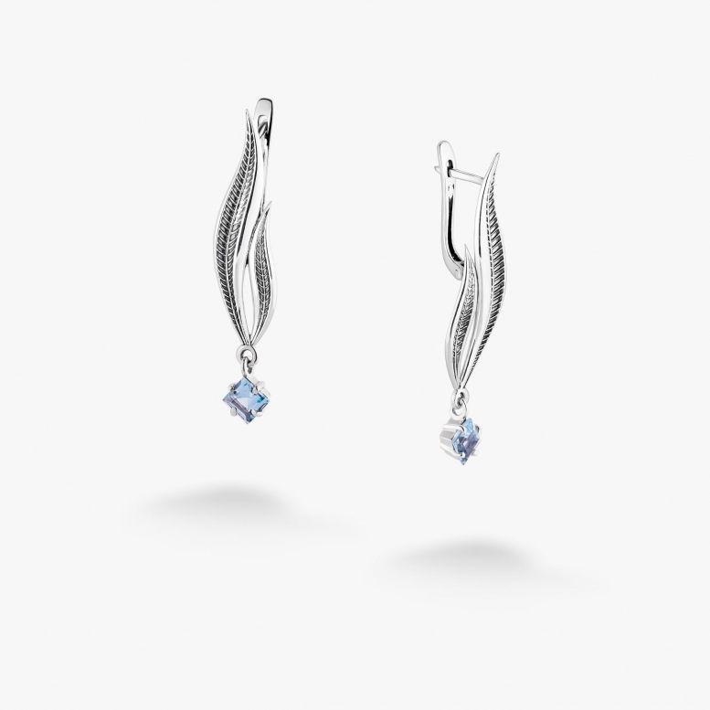Сережки Вербочка Блакитний Топаз 925