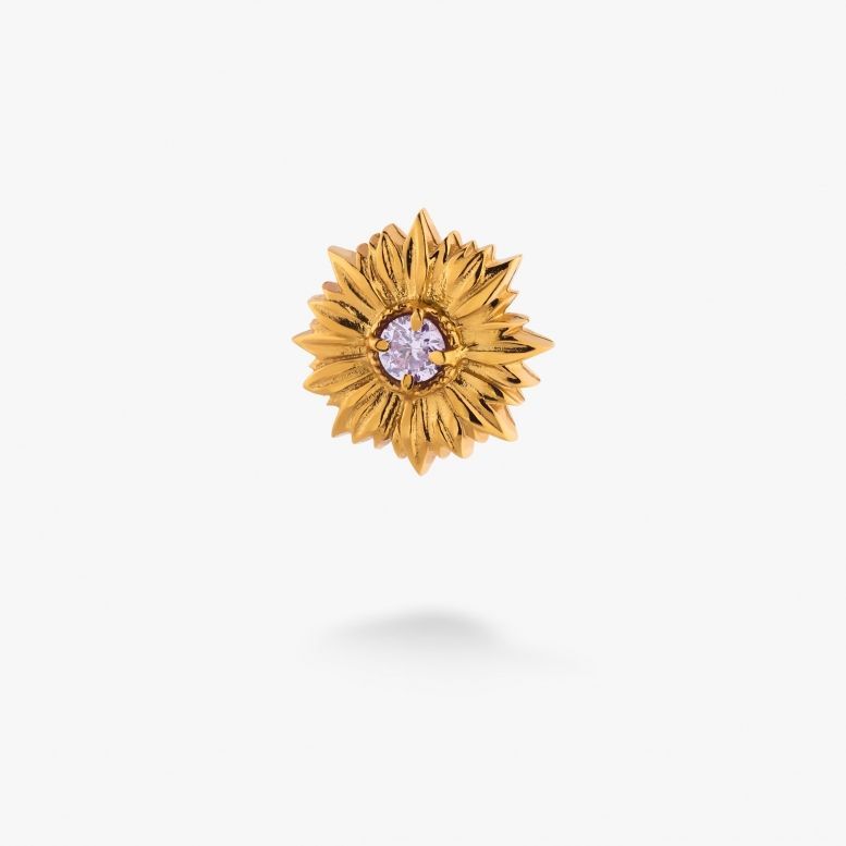Брошка значок Сонях Lavender 925 Zirkon Gold