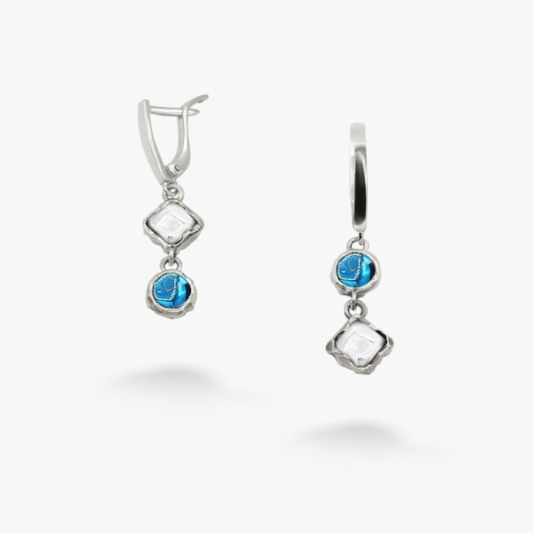 Серьги Лириды mix Dark Aquamarine 925